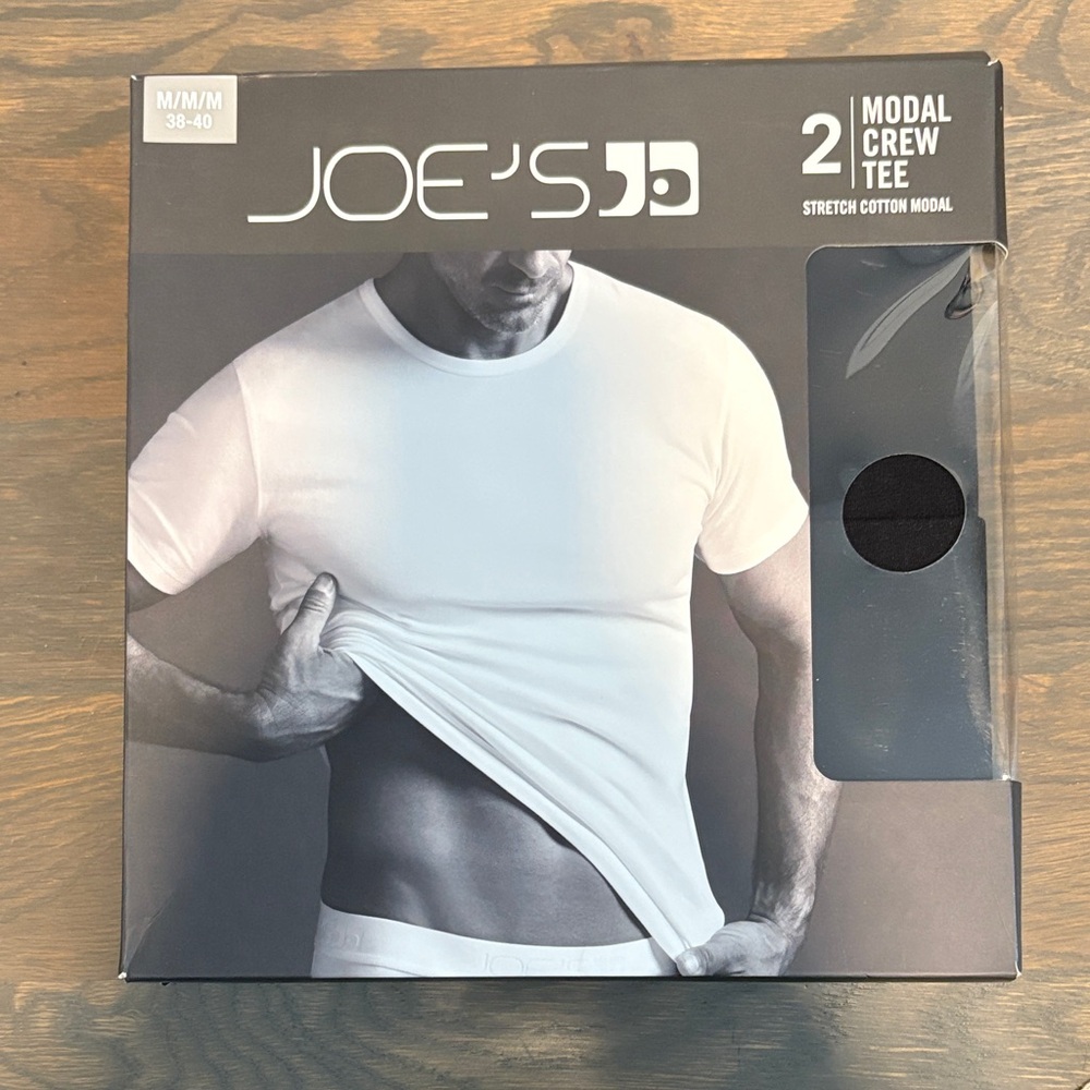 NWT Joe's Jeans Black Modal Crew Tee Undershirt for Men - pack of 2